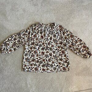 Faherty Portia Linen Floral Blouse Top in Indee Floral size Small